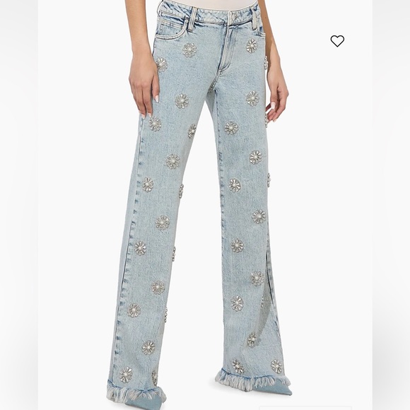 Alice + Olivia Denim - ALICE + OLIVIA 
Roxy Embellished Straight Leg Jeans